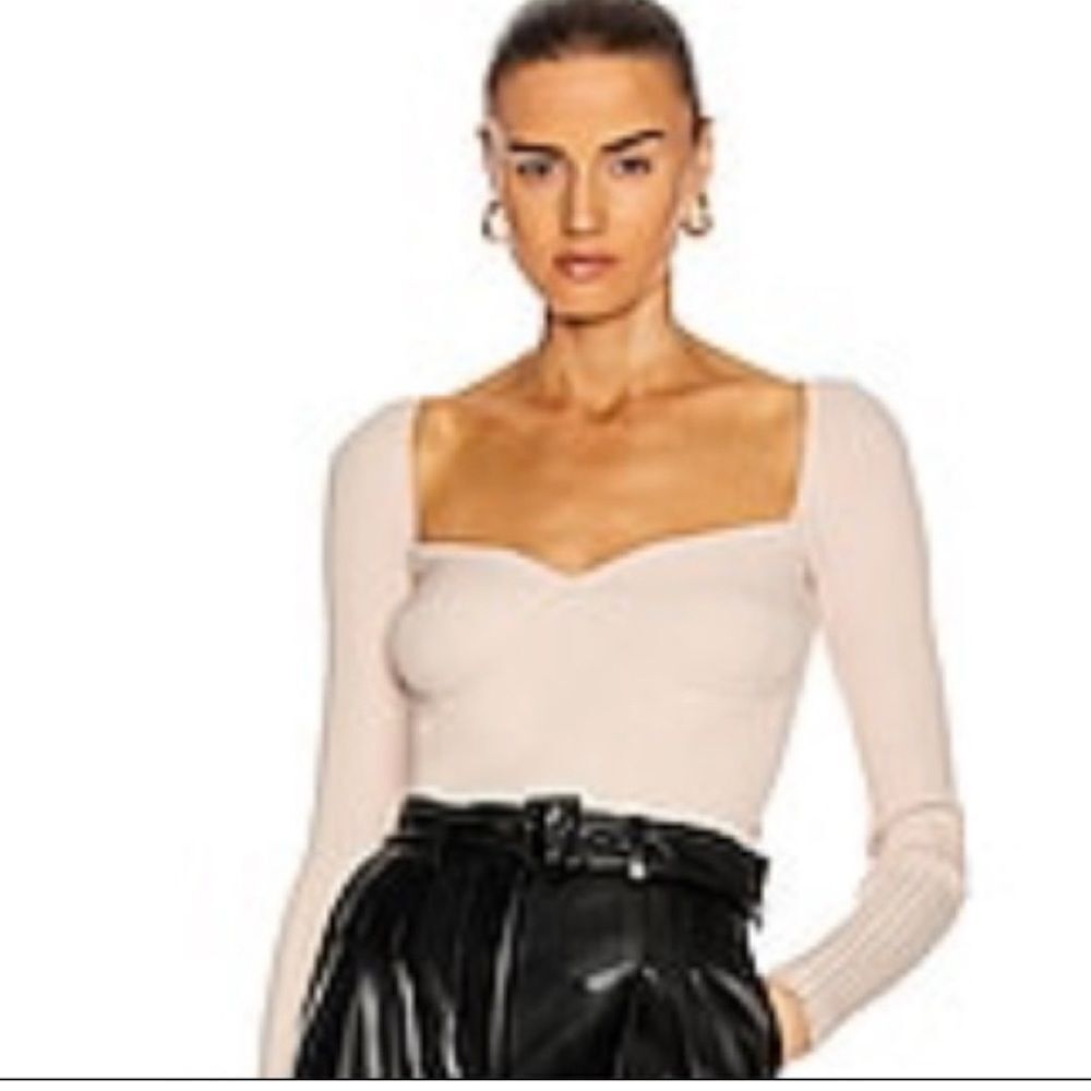 Jonathan Simkhai Sammy Bustier Rib Knit Top Champagne- Size Large